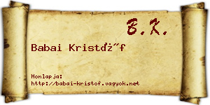Babai Kristóf névjegykártya